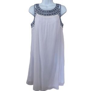 Luxology White Beaded Embroidered Crepe Dress
